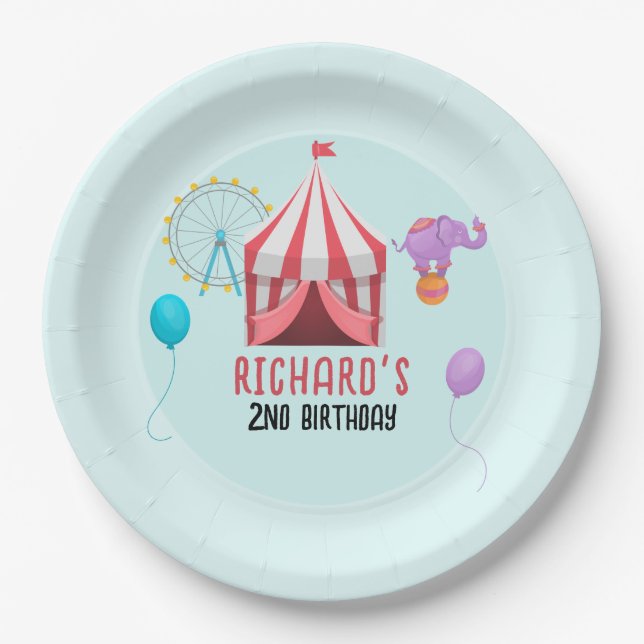 Circus Karneval Thema Kinder Geburtstagsparty Pappteller (Vorderseite)