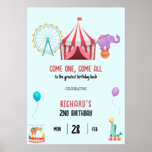 Circus Karneval Thema Kinder Geburtstagsparty Poster