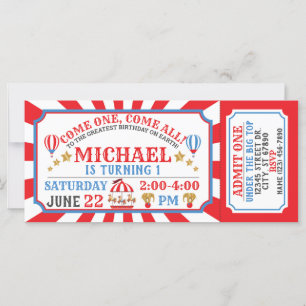 Circus Karneval Ticket zum Geburtstag Einladung