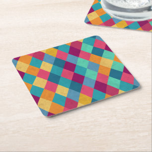Circus Multicolor Rhombusse Rechteckiger Pappuntersetzer