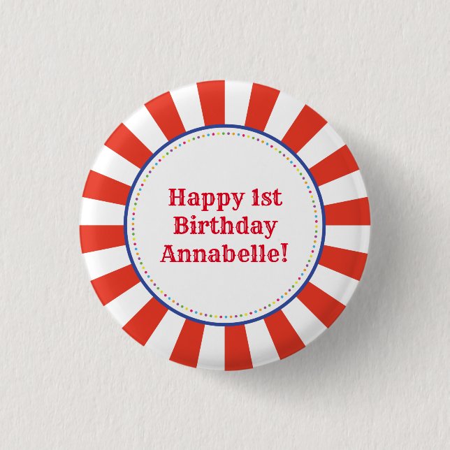Circus Niedlich Kidds Geburtstagsparty Vintag Button (Vorderseite)