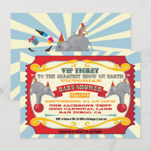 Circus oder Karneval Ticket Kinderdusche Einladung