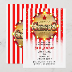 Circus Party Event Red White Gold Streifen Einladung