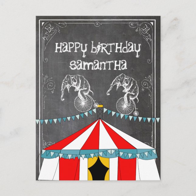 Circus Party Geschenke Einladungspostkarte (Vorderseite)