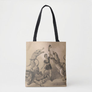 Circus Performer Stehend unter vicious Animals Tasche