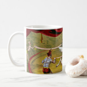 Circus Poster zeigt Acrobat Darstellend auf Pferd. Kaffeetasse