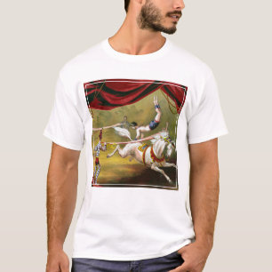 Circus Poster zeigt Acrobat Darstellend auf Pferd. T-Shirt