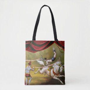 Circus Poster zeigt Acrobat Darstellend auf Pferd. Tasche