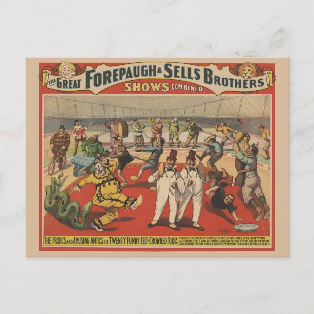 Circus Poster zeigt die erstaunliche Antik von Clo Postkarte (Vorderseite)