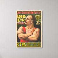 Circus Poster zeigt Louis Cyr mit überquerten Waff