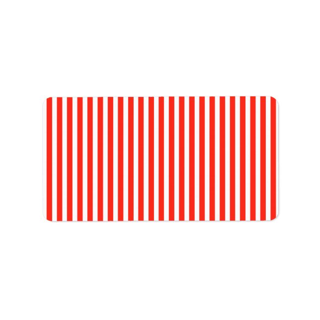 Circus Red and White Cabana Stripes Adressaufkleber (Vorne)