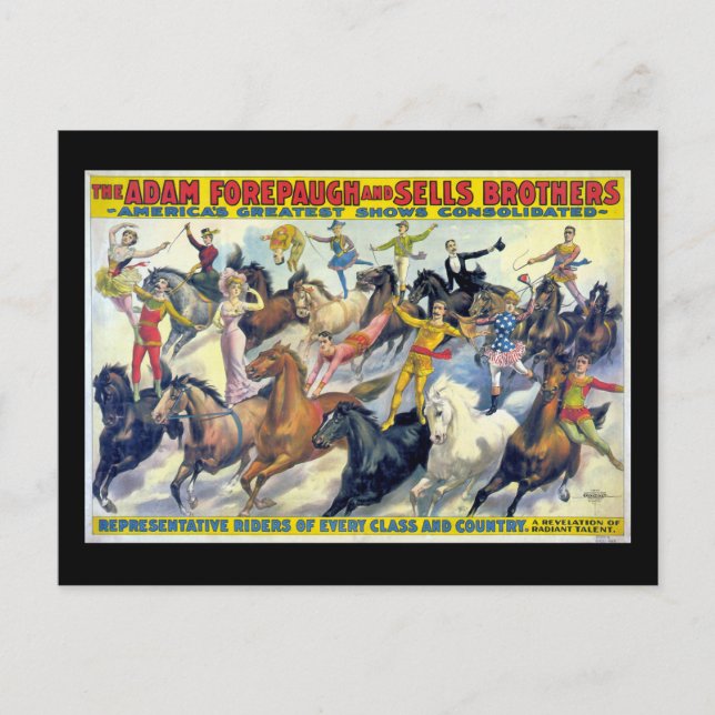 Circus Riders Vintag Theaterposter Postkarte (Vorderseite)