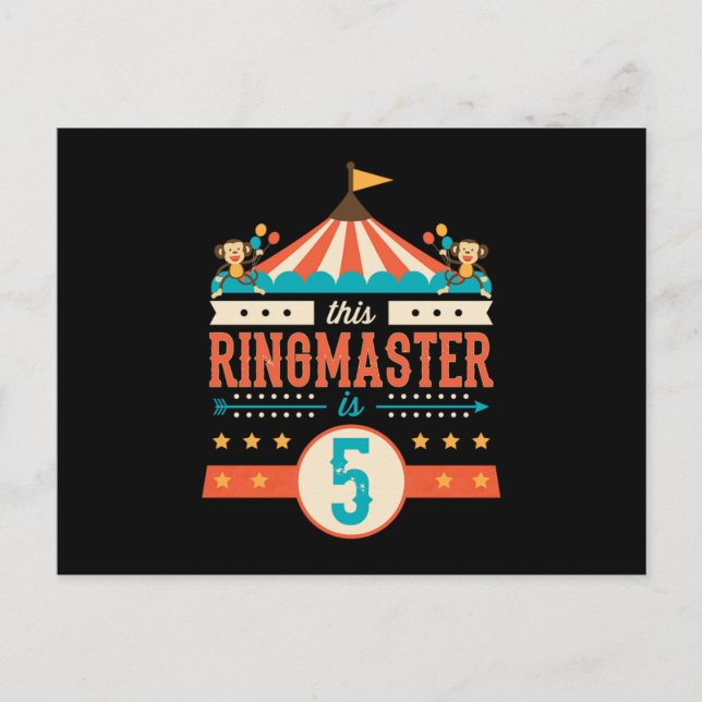 Circus Ringmaster 5th Birthday Circus Postkarte (Vorderseite)