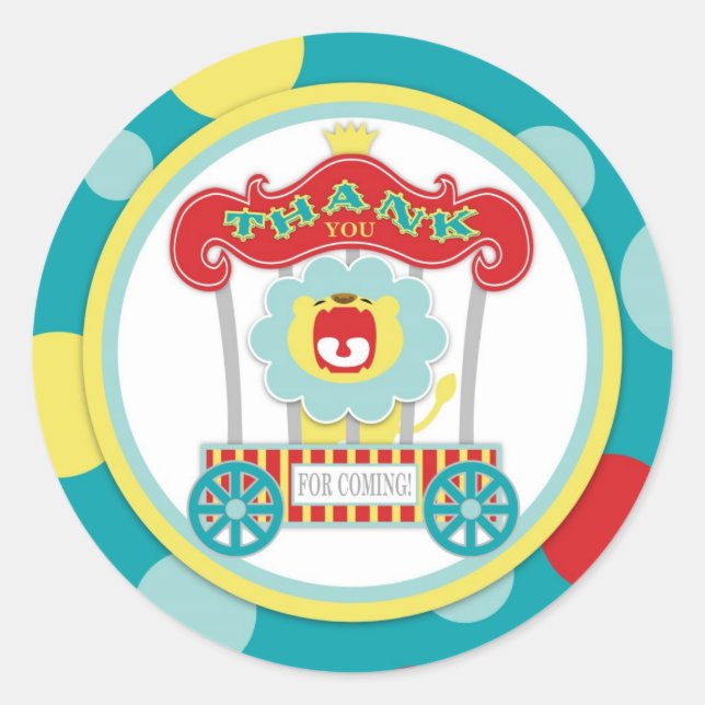 Circus Roaring Lion Blue Runder Aufkleber (Vorderseite)