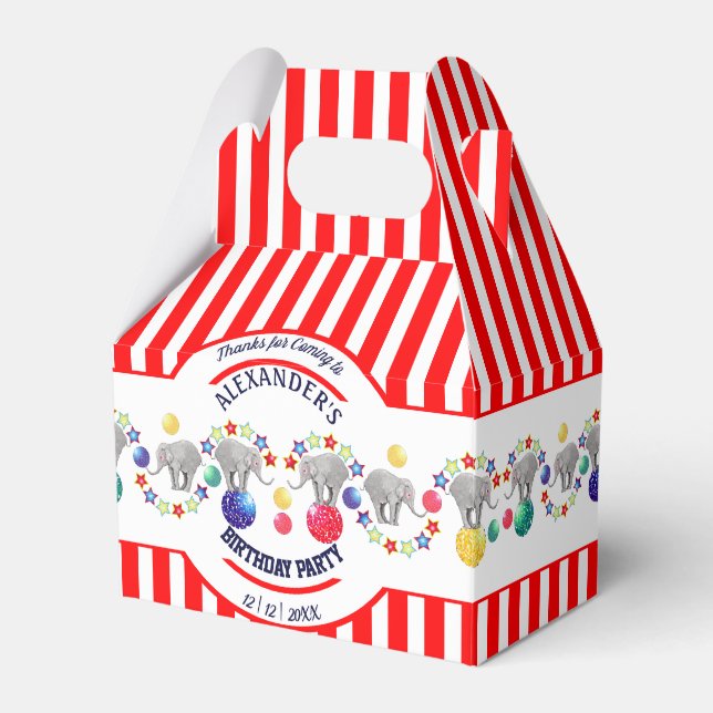 Circus Thema Elephant Birthday Party Geschenkschachtel (Vorderseite)