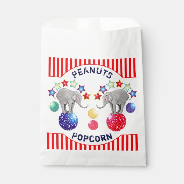 Circus Thema Elephant Geburtstagsparty Leckerei Geschenktütchen (Vorderseite)