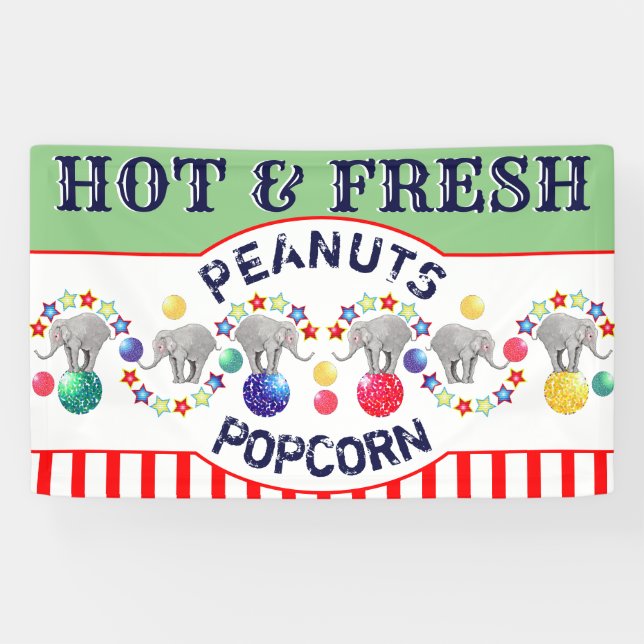 Circus Thema Elephant Karneval Snack Bar Banner (Horizontal)