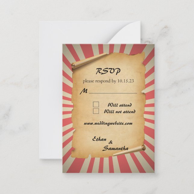 Circus Theme Wedding RSVP Mitteilungskarte (Vorderseite)