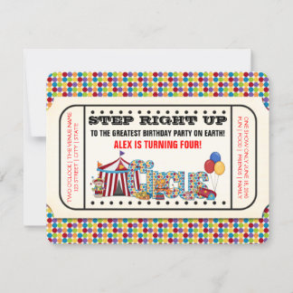 Circus Ticket Geburtstagsparty Einladung