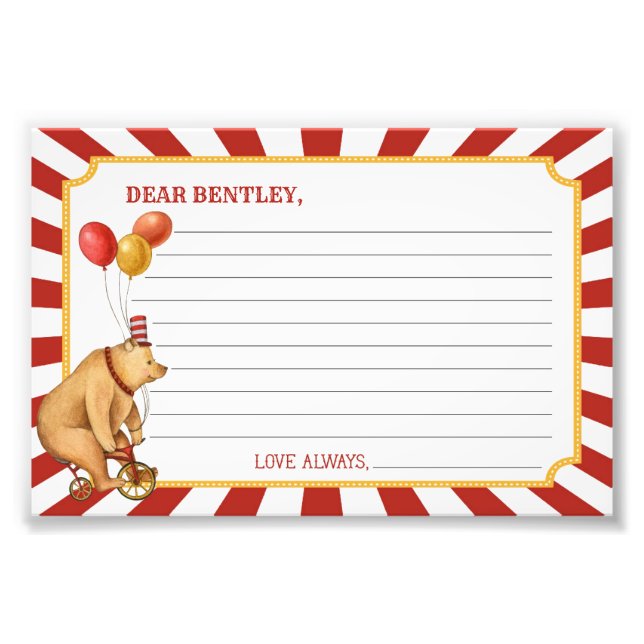 Circus Time Kapselkarte für Geburtstag oder Baby Fotodruck (Vorne)