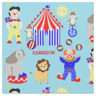 Circus Zelt Cartoon Clowns & Tiere Personalisiert Stoff