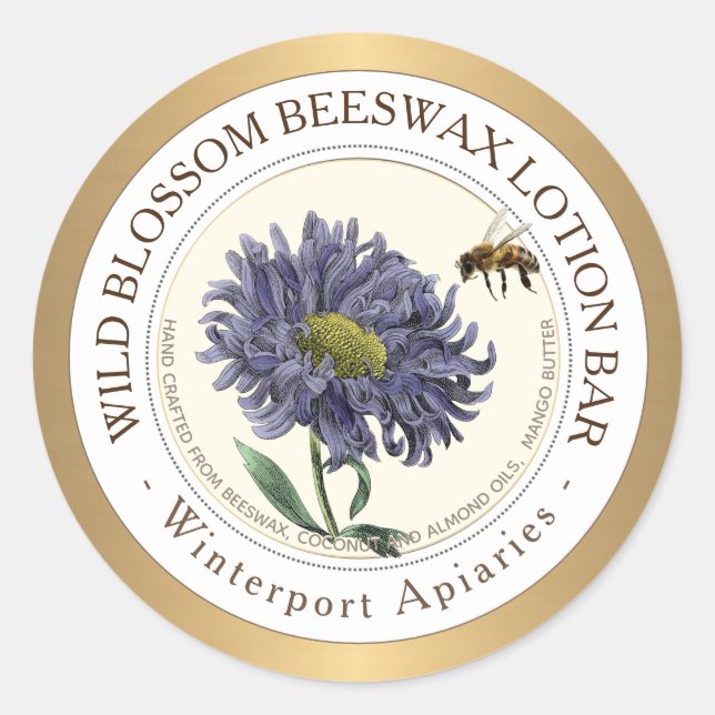 Cire d'abeille Étiquette Lip Balm bee fleur d'abei (Devant)