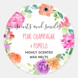 Cire Melt Produit Étiquette Aquarelle féminine Flo
