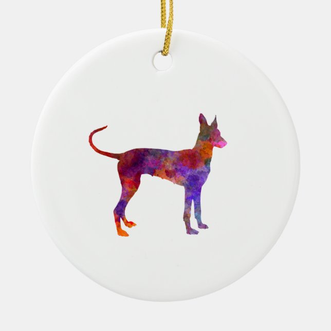 Cirneco Dell Etna im Watercolor Keramik Ornament (Vorne)
