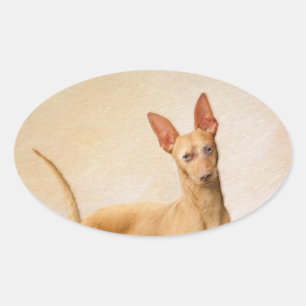 Cirneco dell’Etna Malerei - Niedliche Original Hun Ovaler Aufkleber
