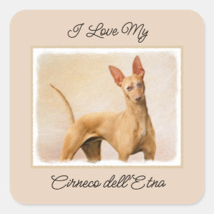Cirneco dell’Etna Malerei - Niedliche Original Hun Quadratischer Aufkleber