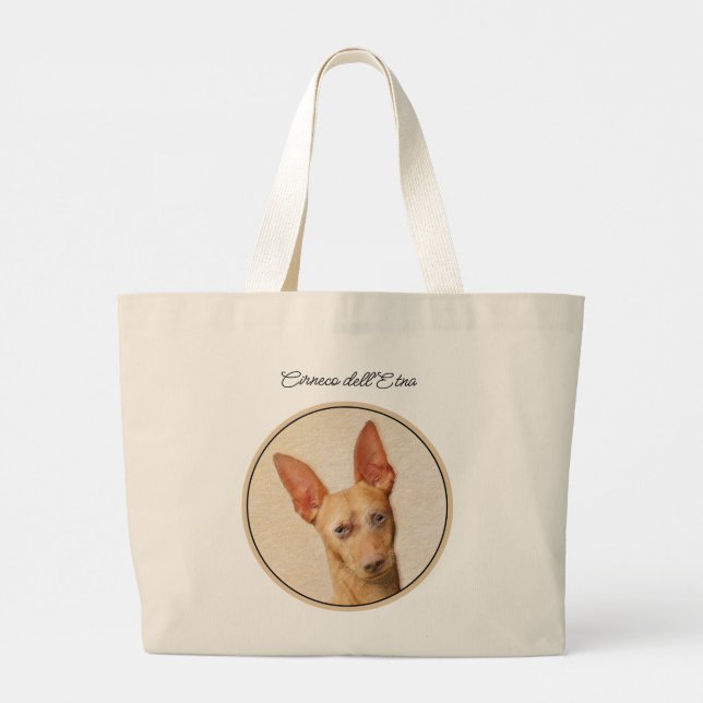 Cirneco dell’Etna Malerei Niedliche Original Hunde Jumbo Stoffbeutel (Rückseite)
