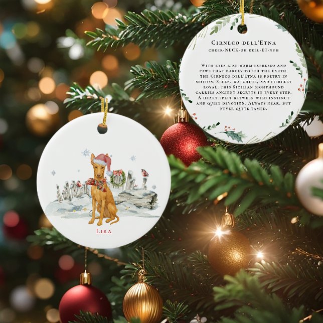 Cirneco dell'Etna Dog Wasserfarbmonogramm Keramik Ornament (Von Creator hochgeladen)