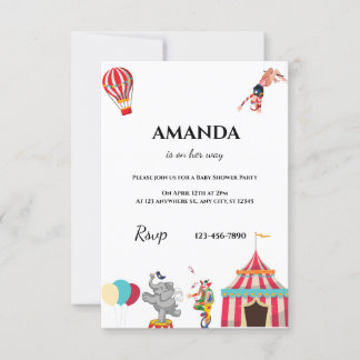 Cirque Carnaval Baby Shower Invitations