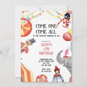 Cirque/Carnaval Thème Enfants Invitations