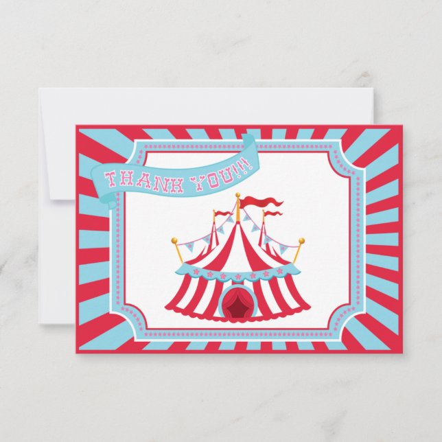 Cirque ou tente de carnaval - cartes de Merci (Devant)