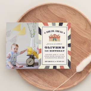 Cirque vintage Photo Anniversaire Fête Invitation