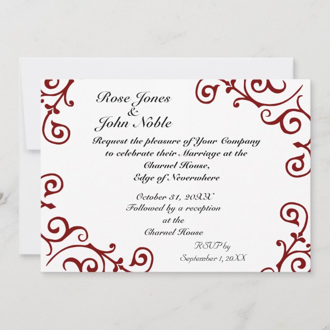 Cirrus Ivory (rouge) Faire-part de mariage (Devant)