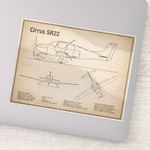 Cirrus SR22 - Flugzeugherstellungspläne für Zeichn Aufkleber
