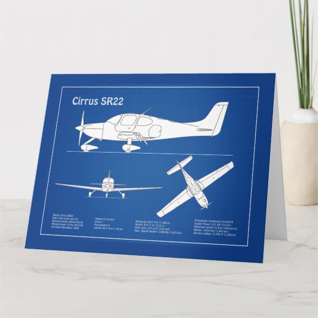 Cirrus SR22 - Flugzeugherstellungspläne für Zeichn Dankeskarte (Vorderseite)