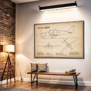 Cirrus SR22 - Flugzeugherstellungspläne für Zeichn Poster