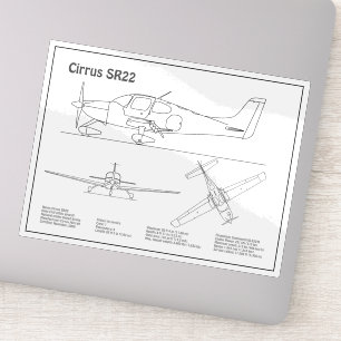 Cirrus SR22 - Flugzeugkonzeption Zeichnend Pläne B Aufkleber