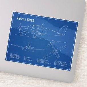 Cirrus SR22 - Pläne für Zeichnend Flugzeuge AD Aufkleber