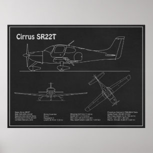 Cirrus SR22T - Flugzeugkonzept Zeichnend Pläne PD Poster