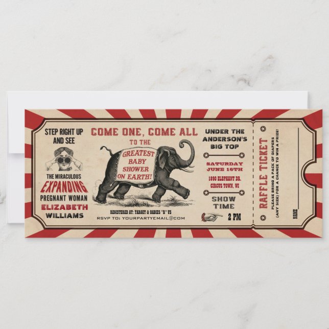 Cirus Baby Shower Ticket Einladungen Raffle (Vorderseite)