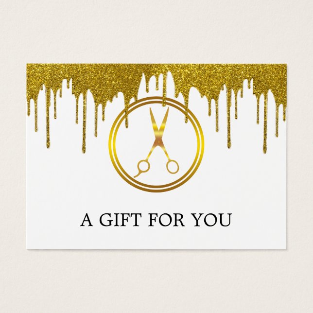 Ciseaux élégants en faux or avec gouttes de paille (Devant)