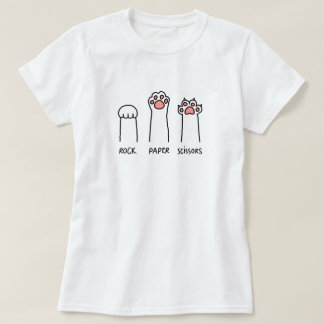 Ciseaux en papier de roche mignonne Chat T-shirt f