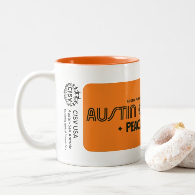 CISV Austin "Austin CISV Limits" Zweifarbige Tasse (Mit Donut)