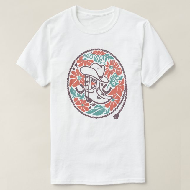 CISV Austin Cowboy Hat, Stiefel & Bull Skull Men T-Shirt (Design vorne)