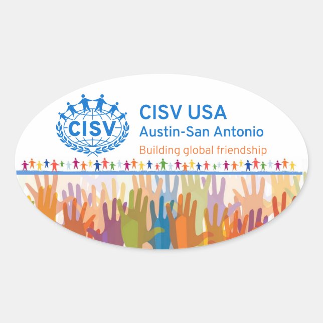 CISV-Austin-Logo-Bumper/Computer (Set 4) Ovaler Aufkleber (Vorderseite)