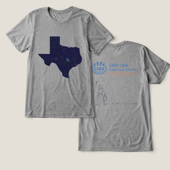 CISV Austin Texas Friedens Männer Tri-Blend Shirt (Design Vorderseite & Rückseite)